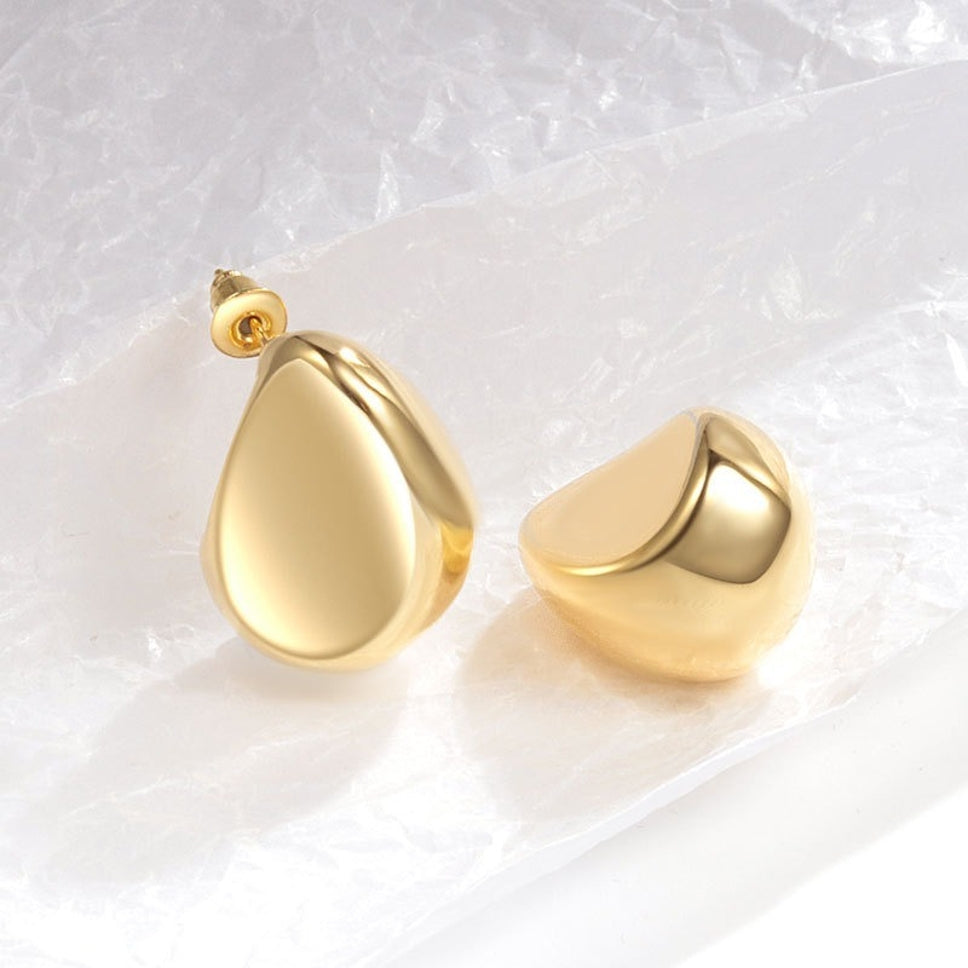 Nuriez - Gold Plated TearDrop & Curved Stud Earrings For